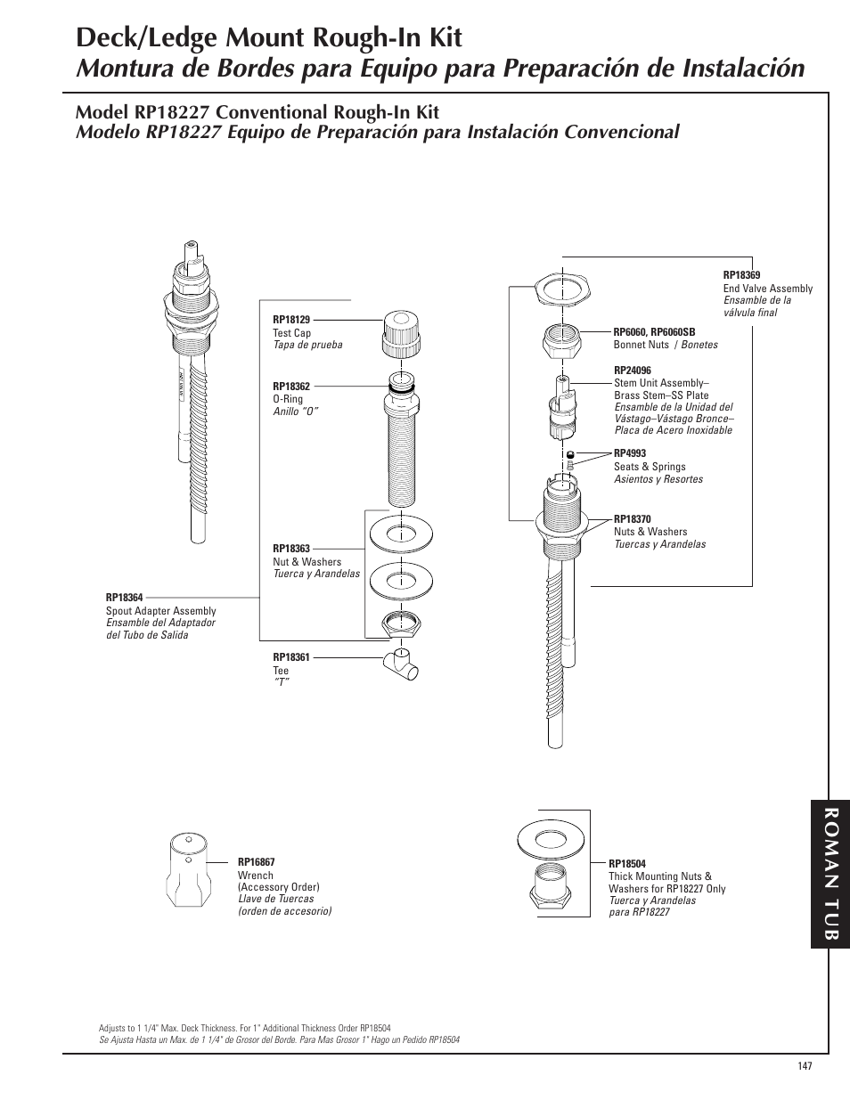 Deck/ledge mount rough-in kit, Roman tub | Delta Victorian 2755 Series User Manual | Page 4 / 5