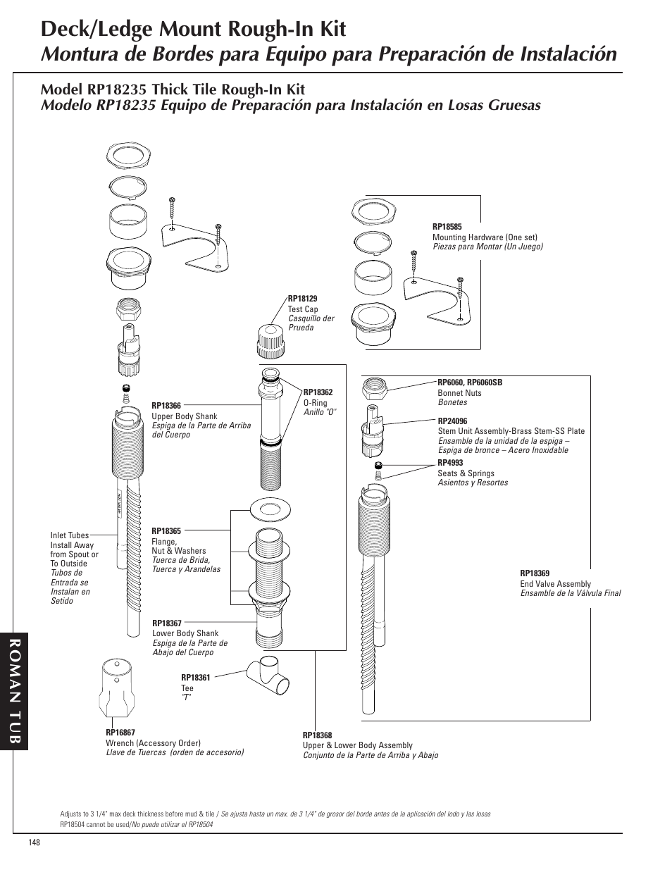 Deck/ledge mount rough-in kit, Roman tub | Delta Victorian 2755 Series User Manual | Page 5 / 5