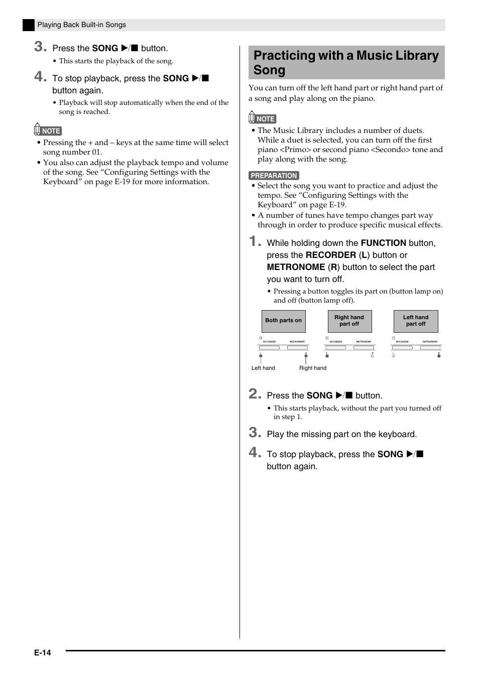 Practicing with a music library song | Casio PRIVIA PX130 User Manual | Page 16 / 36