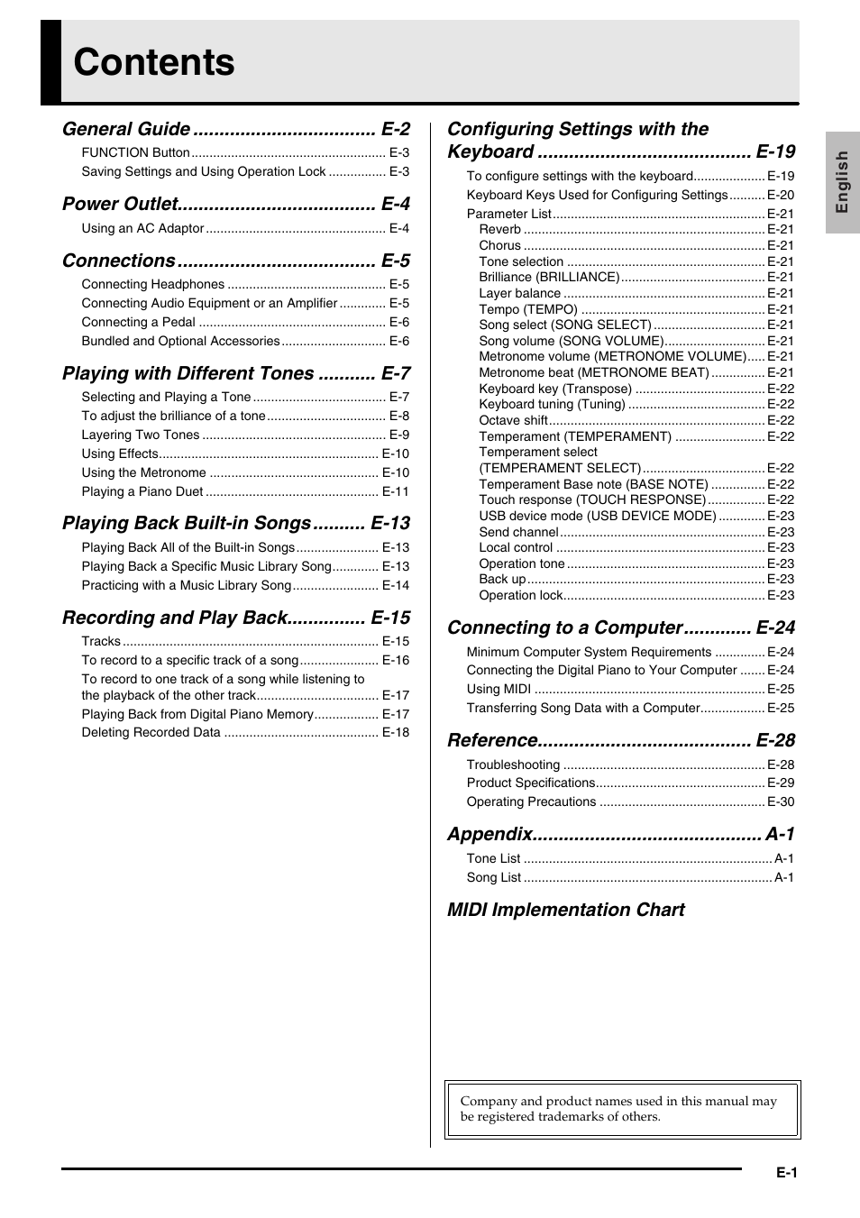 Casio PRIVIA PX130 User Manual | Page 3 / 36