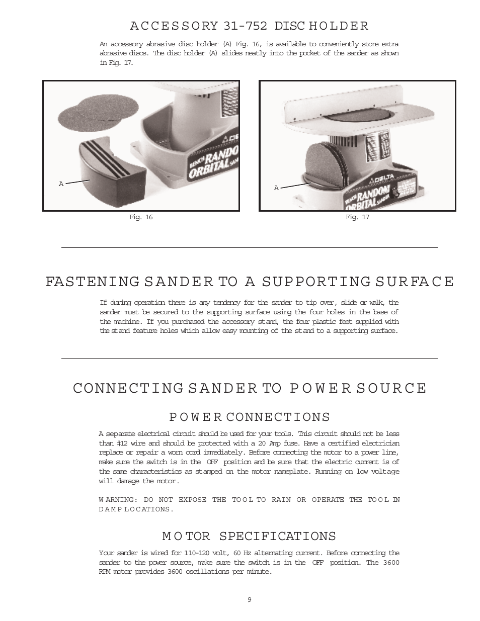 M o tor specifications | Delta 31-750 User Manual | Page 9 / 12