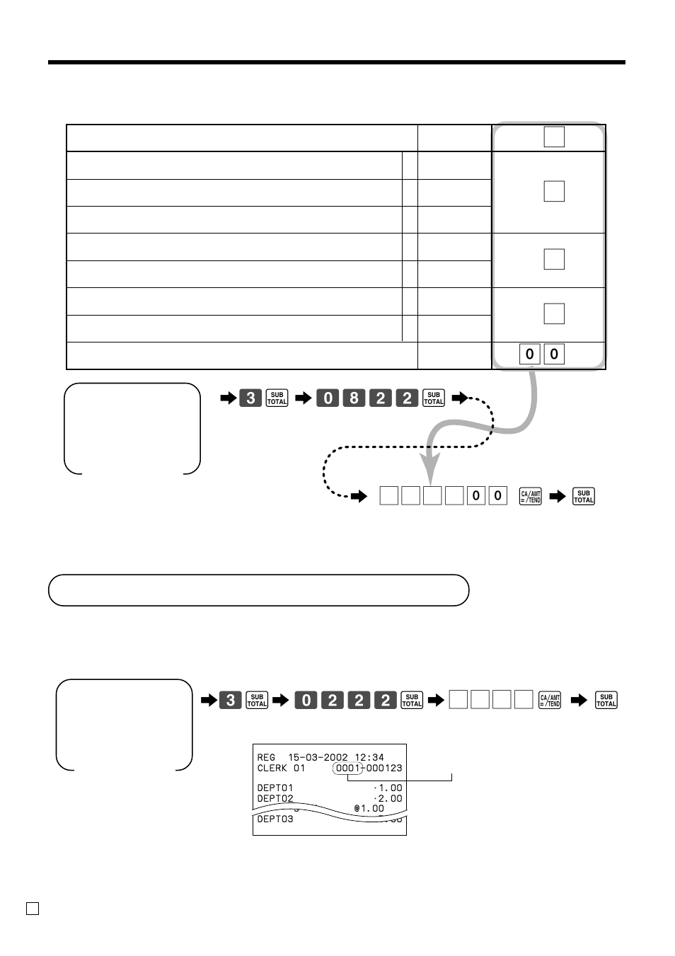Setting a store/machine number, Convenient operations and setups, Programming read/reset report printing control | A6 s | Casio TE-2000 User Manual | Page 46 / 88
