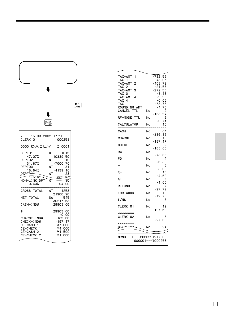 X mode, Z mode, Con venient operations and setups | Read, Reset, Mode switch, These items can be skipped by programming, Money declaration, Cash in drawer amount | Casio TE-2000 User Manual | Page 73 / 88