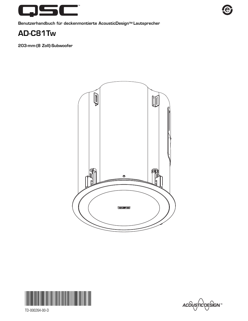 Ad-c81tw | QSC Audio AD-C81TW Ceiling Mount Subwoofer System (White) User Manual | Page 25 / 40