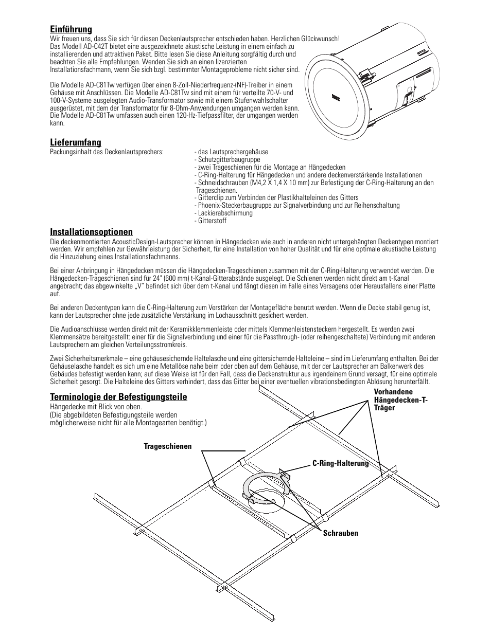 QSC Audio AD-C81TW Ceiling Mount Subwoofer System (White) User Manual | Page 27 / 40