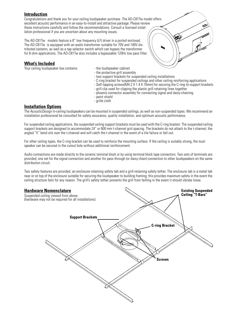 QSC Audio AD-C81TW Ceiling Mount Subwoofer System (White) User Manual | Page 3 / 40