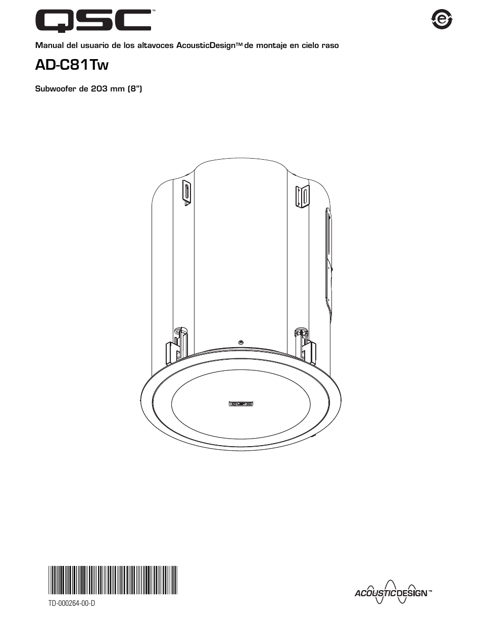 Ad-c81tw | QSC Audio AD-C81TW Ceiling Mount Subwoofer System (White) User Manual | Page 9 / 40