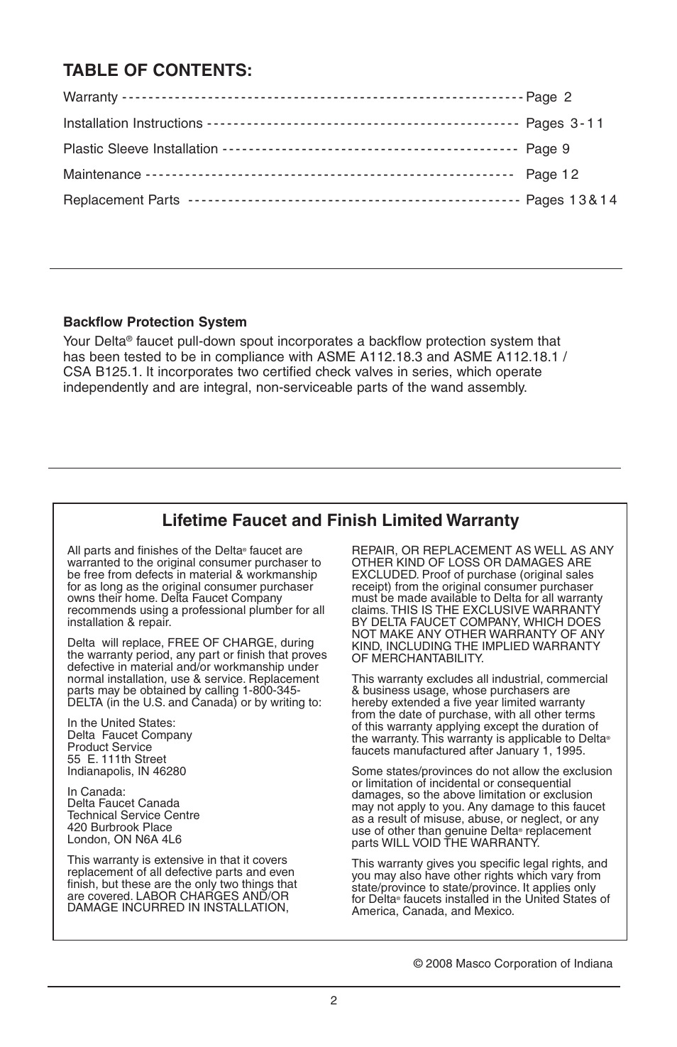 Delta 16968-DST Series User Manual | Page 2 / 40