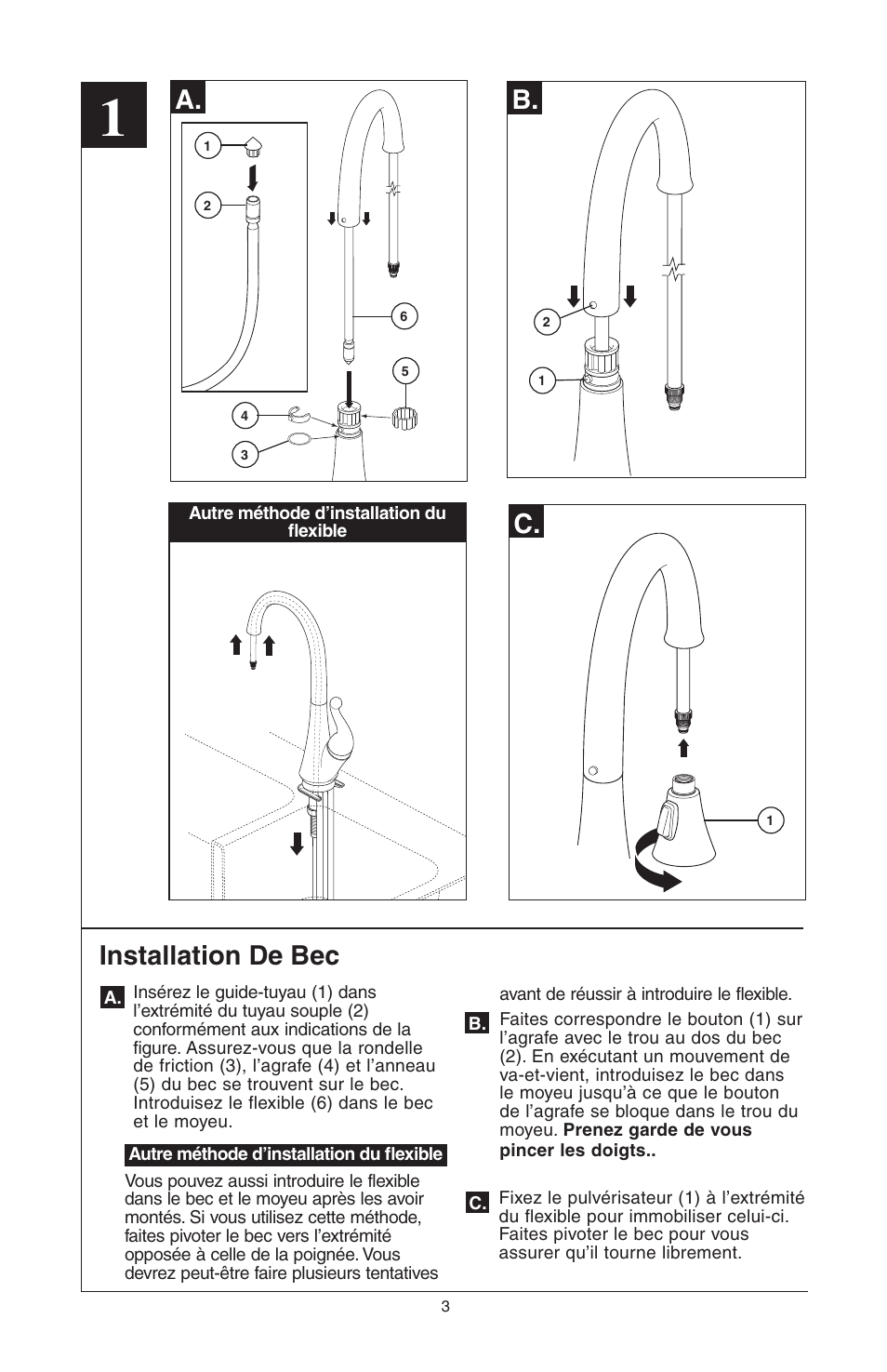 Installation de bec a, B. c | Delta 16968-DST Series User Manual | Page 27 / 40