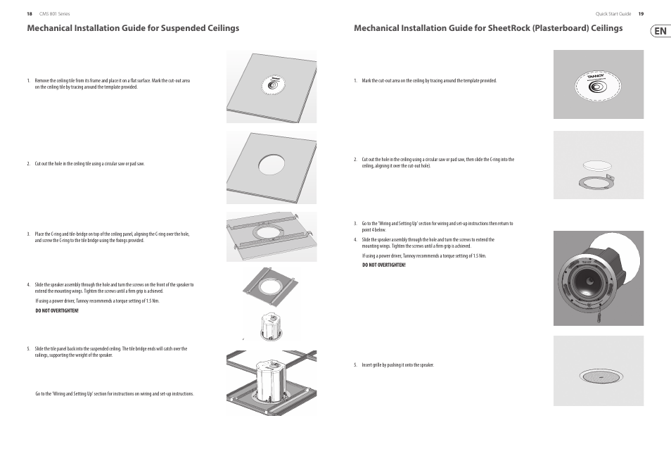 Tannoy 8" Compact Ceiling Mounted Subwoofer for Installation Applications (Pre-Install)(Pair) User Manual | Page 10 / 24