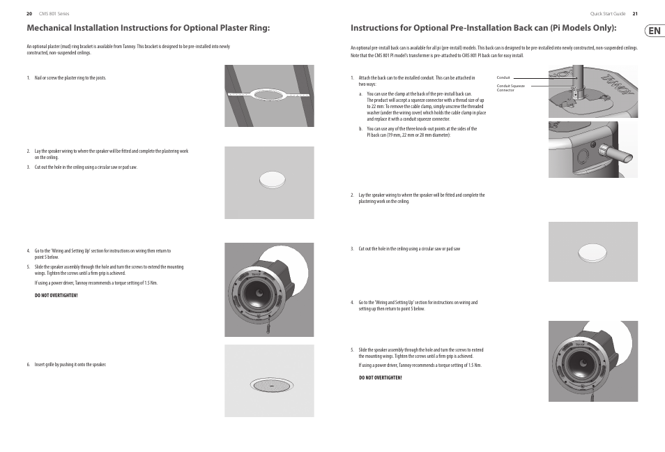 Tannoy 8" Compact Ceiling Mounted Subwoofer for Installation Applications (Pre-Install)(Pair) User Manual | Page 11 / 24