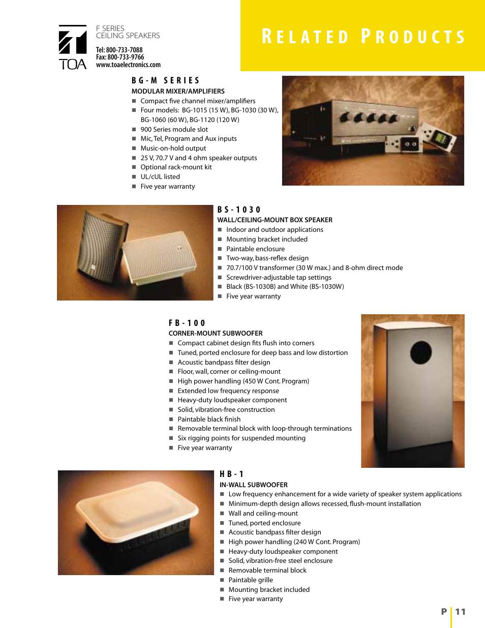 H b - 1, B s - 1 0 3 0, F b - 1 0 0 | TOA Electronics 5" Co-axial 6 Watt Ceiling Speaker User Manual | Page 11 / 12
