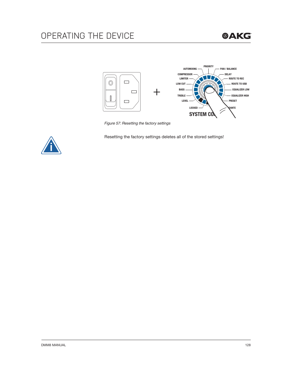 Operating the device, System control | Akg DMM8 ULD Digital Automatic Microphone Mixer with LAN and DANTE Interface User Manual | Page 128 / 259