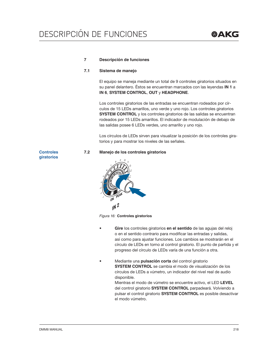 Descripción de funciones | Akg DMM8 ULD Digital Automatic Microphone Mixer with LAN and DANTE Interface User Manual | Page 218 / 259