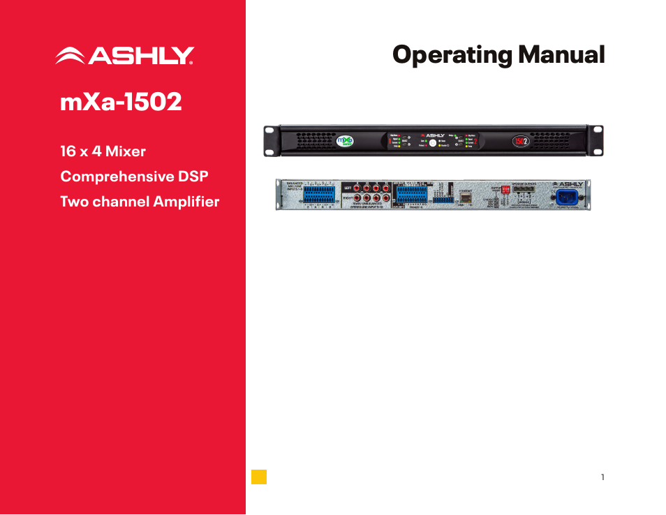 Ashly mXa-1502 12-Channel 4-Zone DSP Mixer-Amplifier User Manual | 39 pages
