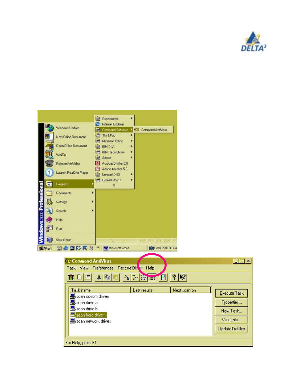 Command antivirus | Delta THINKPAD R40 User Manual | Page 19 / 45