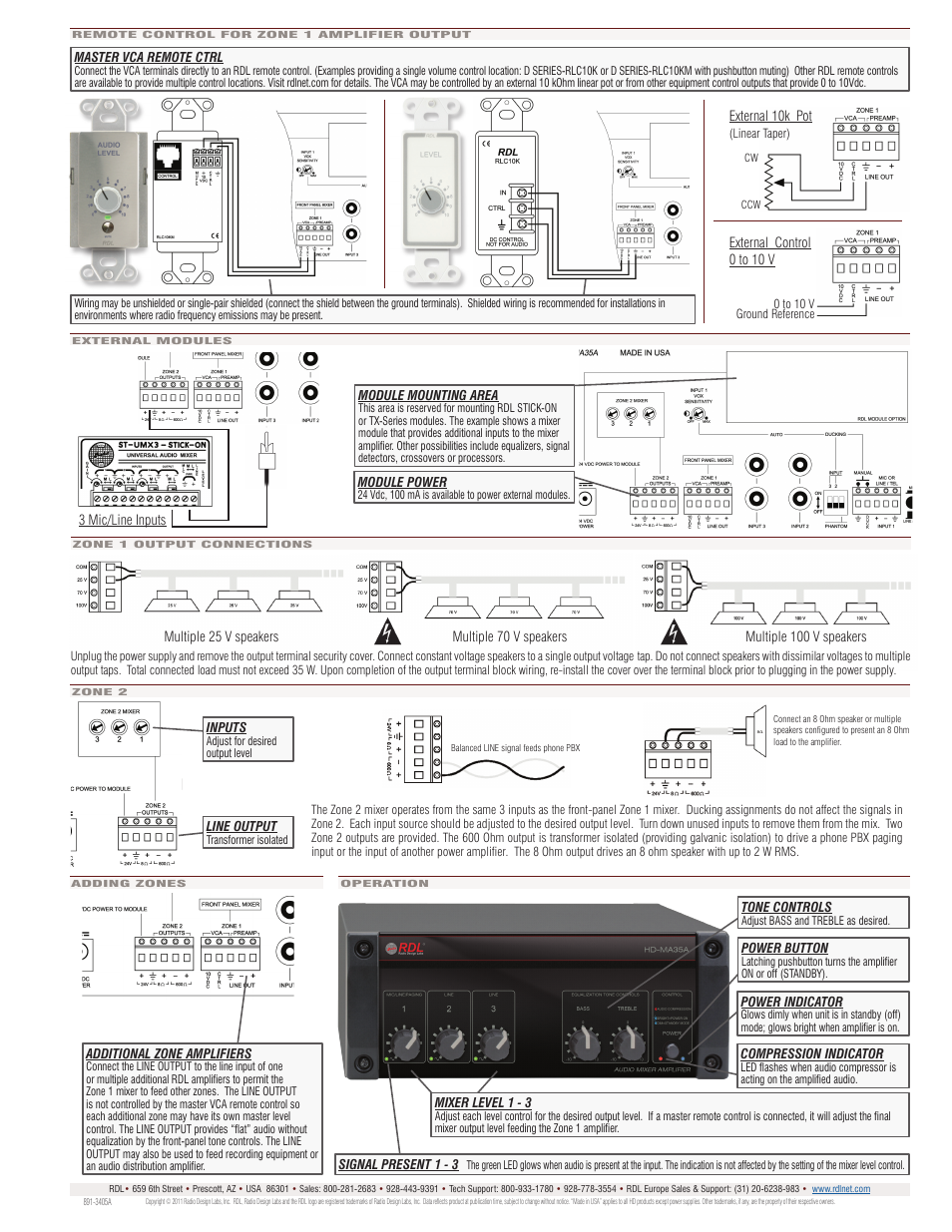 RDL HD-MA 35A 35 Watt Mixer Amplifier with Power Supply User Manual | Page 3 / 3