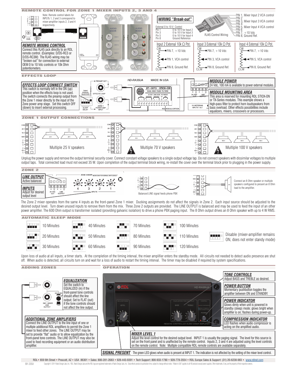 RDL HD-RA35U 35 Watt Remote Mixer Amplifier User Manual | Page 2 / 3