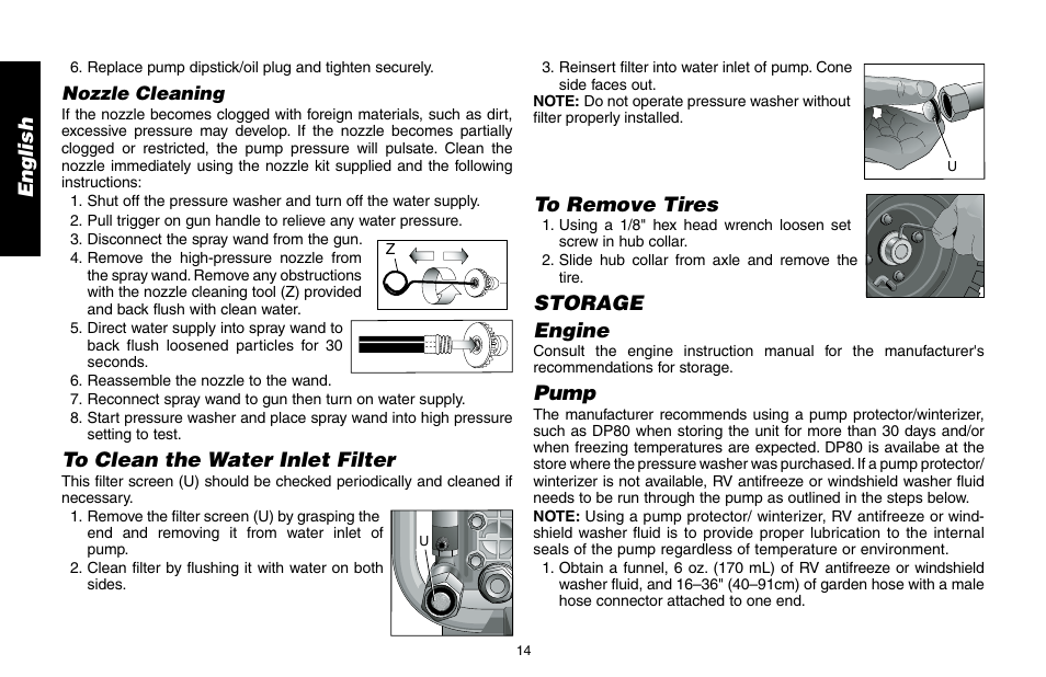 En g li sh, Storage engine, Pump | DeWalt DP3400 User Manual | Page 14 / 64