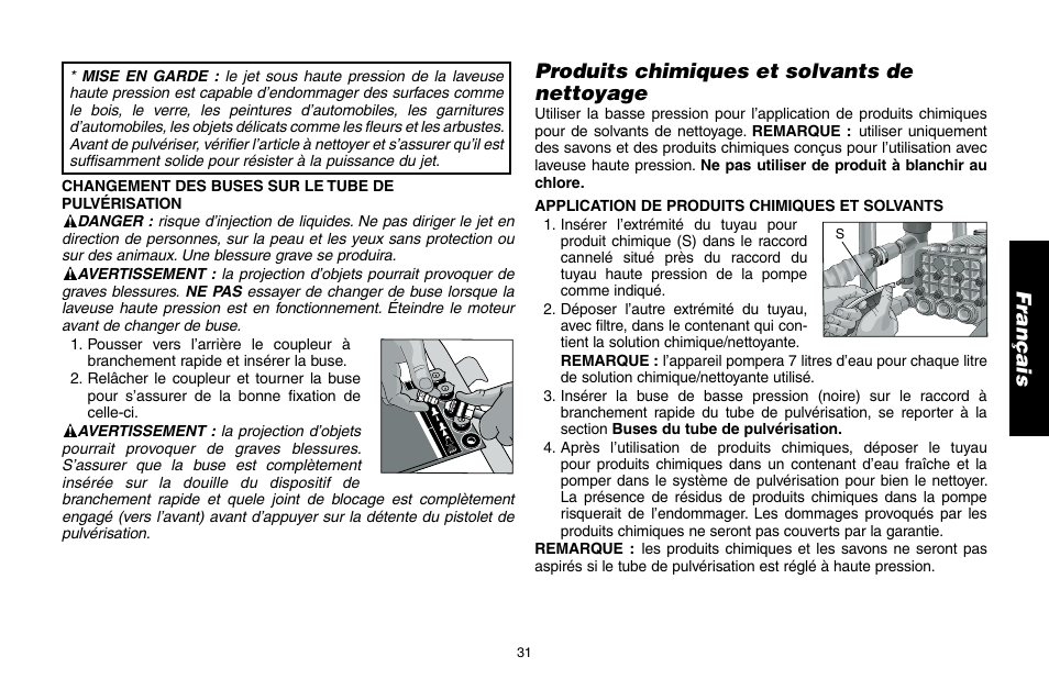 Produits chimiques et solvants de nettoyage | DeWalt DP3400 User Manual | Page 31 / 64