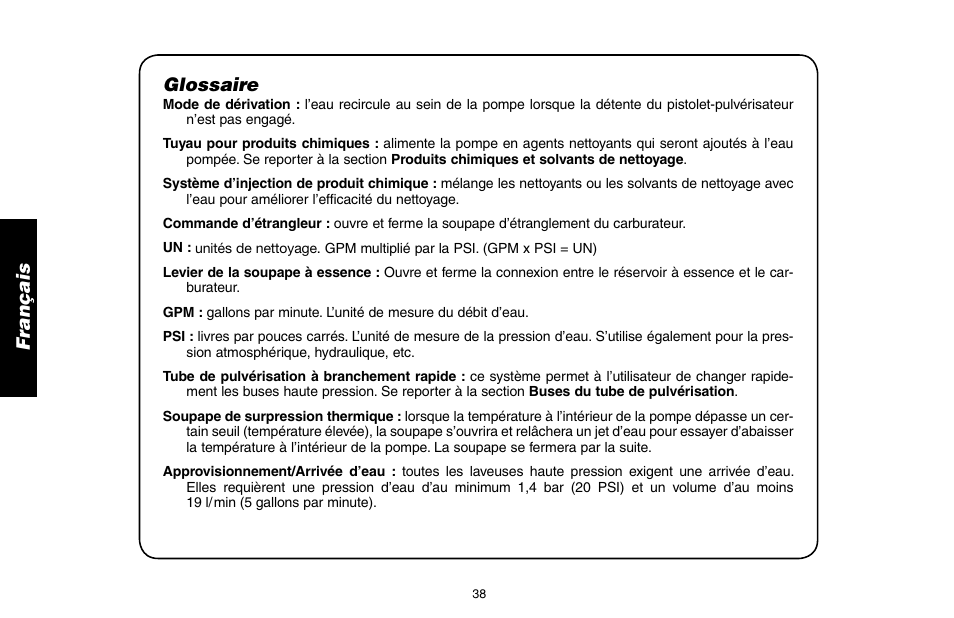 Glossaire | DeWalt DP3400 User Manual | Page 38 / 64