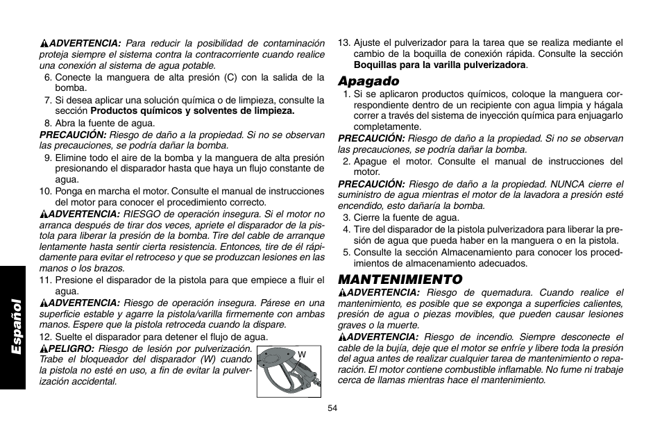 Apagado, Mantenimiento | DeWalt DP3400 User Manual | Page 54 / 64