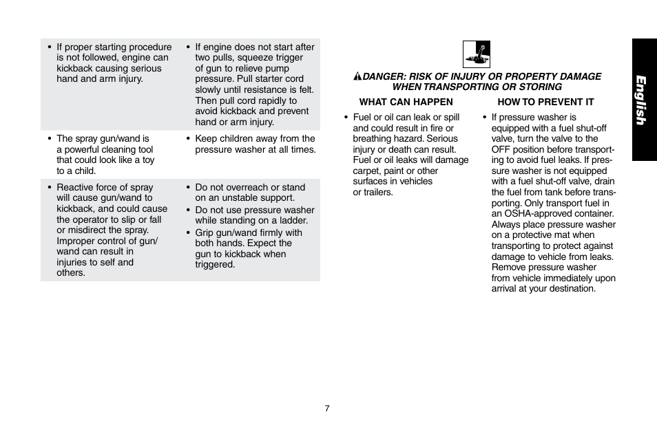 En g lis h | DeWalt DP3400 User Manual | Page 7 / 64