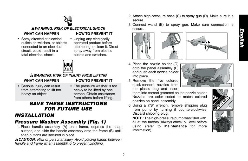 En g lis h | DeWalt DP3400 User Manual | Page 9 / 64