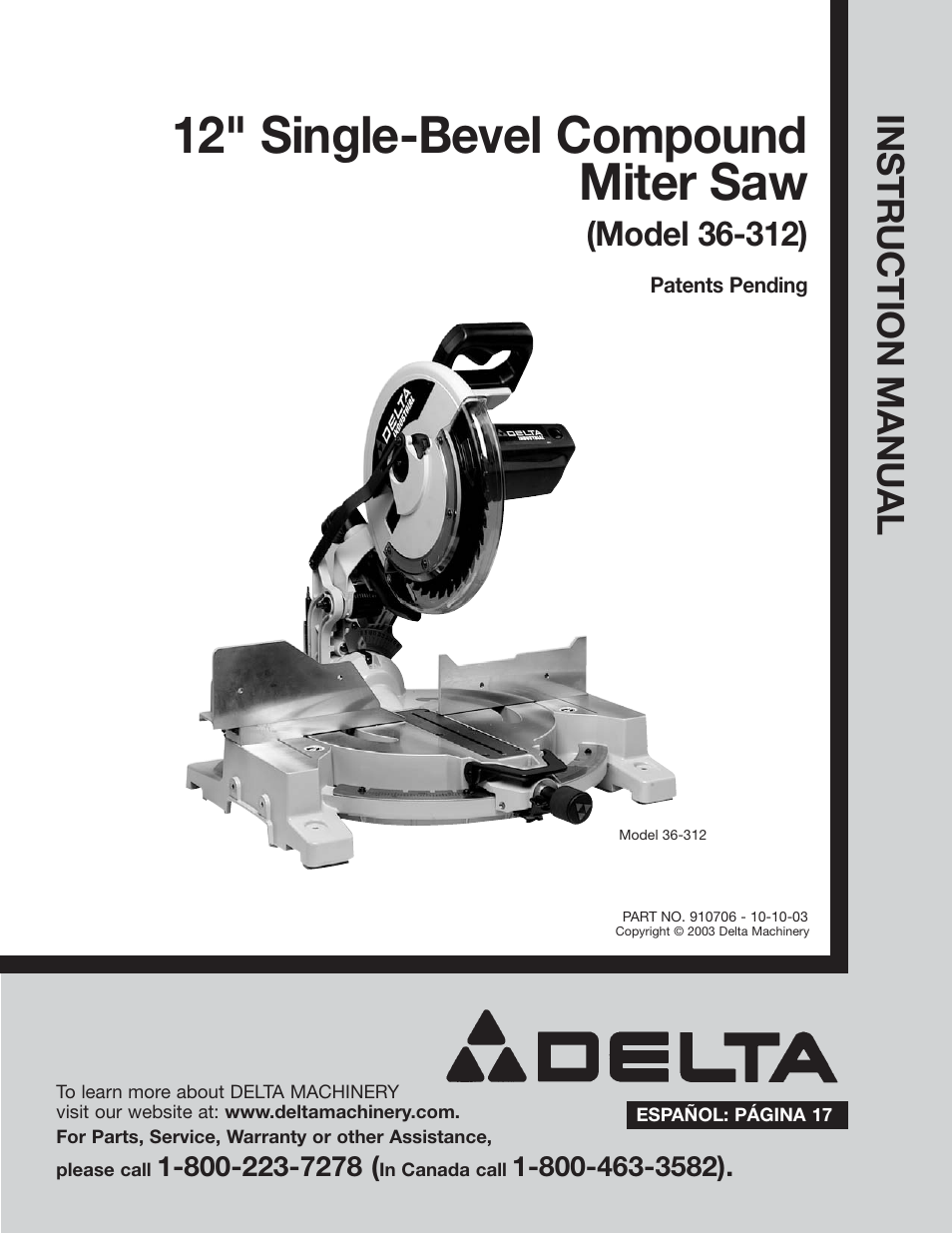 Delta 36-312 User Manual | 17 pages