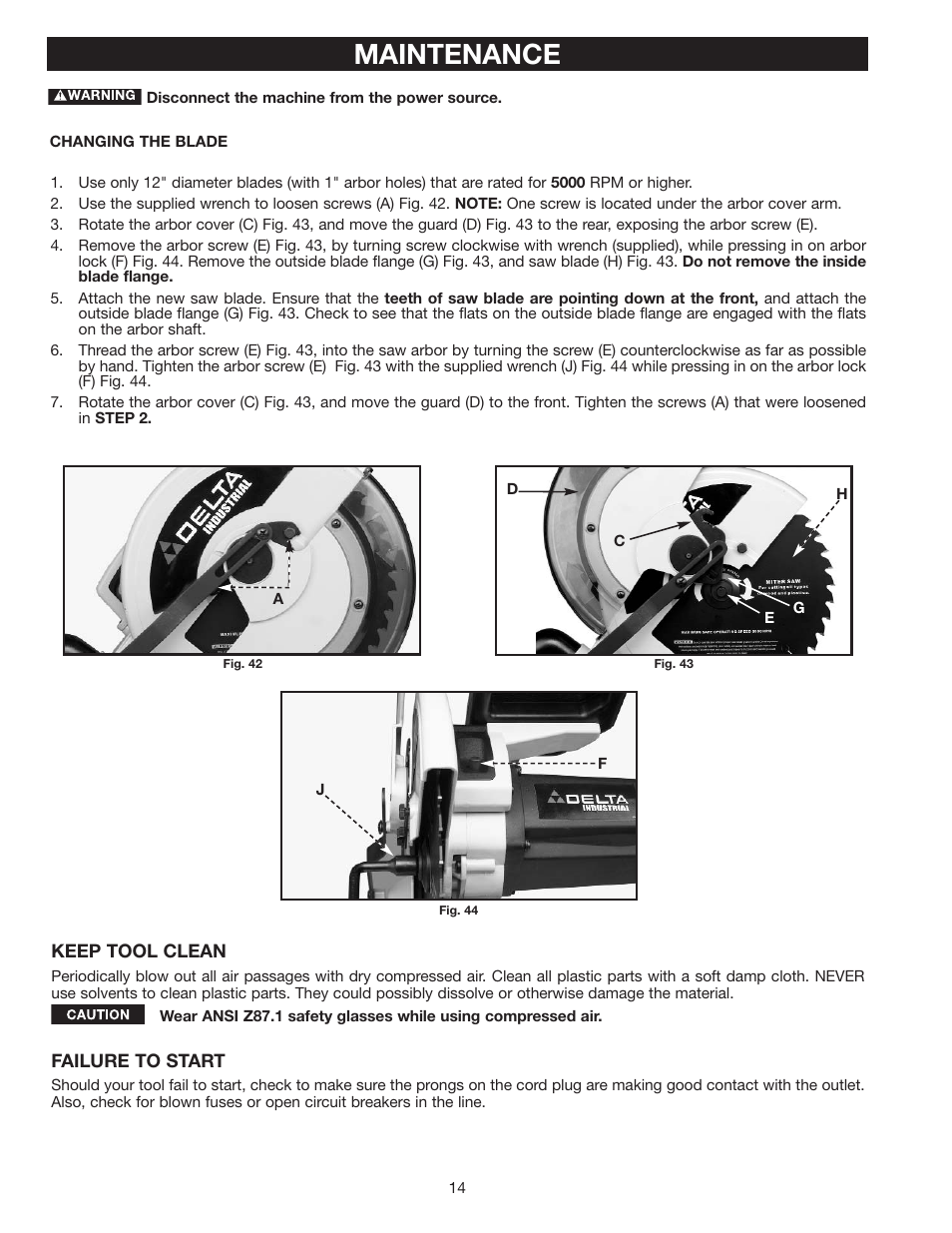 Maintenance | Delta 36-312 User Manual | Page 14 / 17