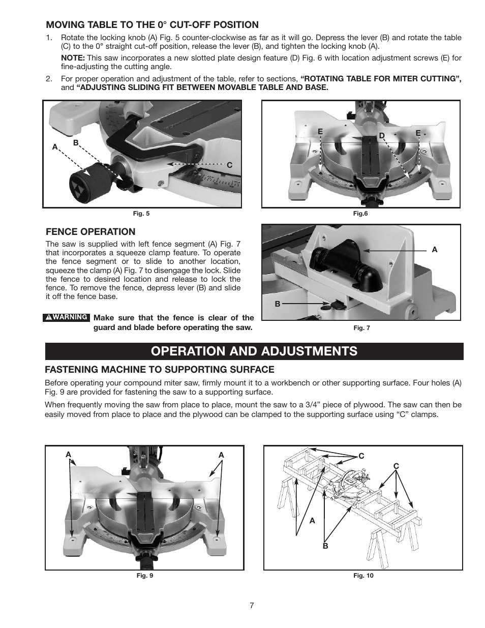 Operation and adjustments | Delta 36-312 User Manual | Page 7 / 17