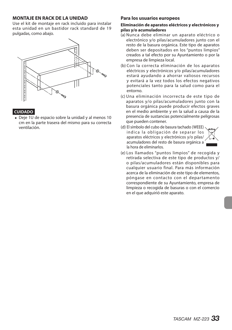 Tascam MZ-223 - Industrial-Grade Zone Mixer User Manual | Page 33 / 92