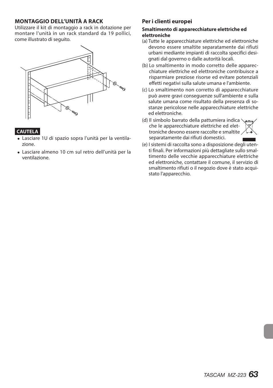 Tascam MZ-223 - Industrial-Grade Zone Mixer User Manual | Page 63 / 92