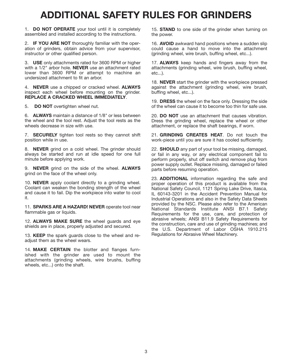 Additional safety rules for grinders | Delta 23-592 User Manual | Page 3 / 9