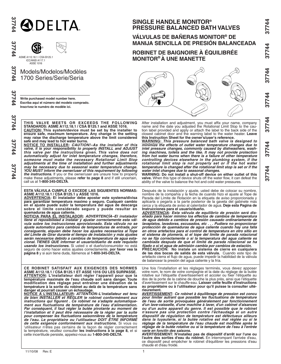 Delta 1700 Series User Manual | 8 pages