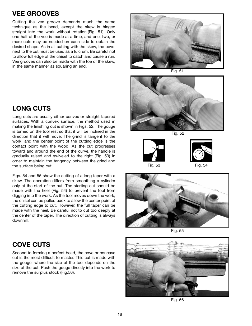 Vee grooves, Long cuts, Cove cuts | Delta 46-765X User Manual | Page 18 / 24