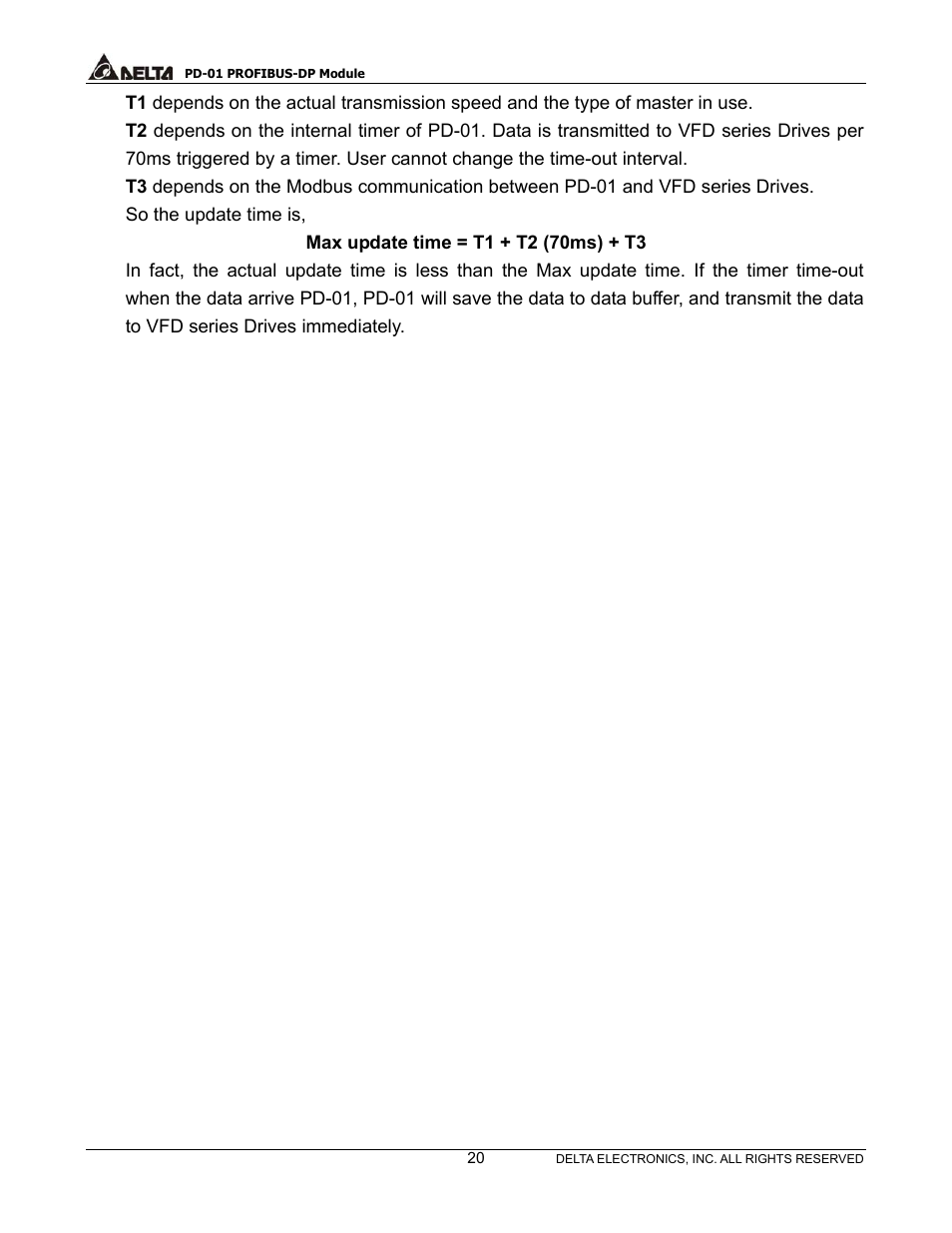 Delta PROFIBUS-DP Module for VFD Series Drives PD-01 User Manual | Page 23 / 36