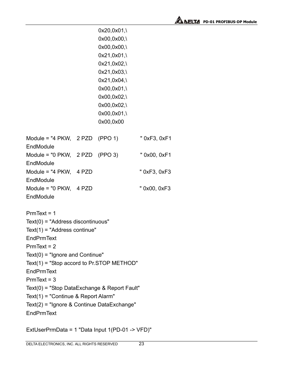 Delta PROFIBUS-DP Module for VFD Series Drives PD-01 User Manual | Page 26 / 36