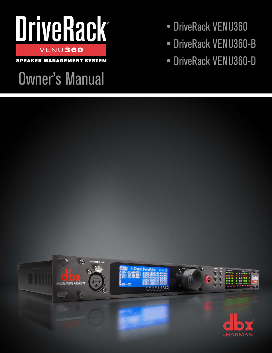 dbx DriveRack VENU360 Loudspeaker Management System User Manual | 127 pages