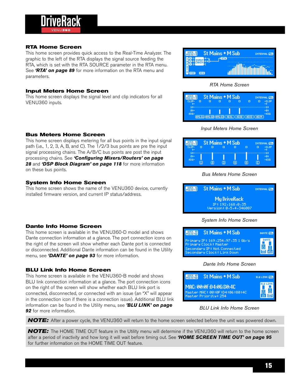 dbx DriveRack VENU360 Loudspeaker Management System User Manual | Page 17 / 127