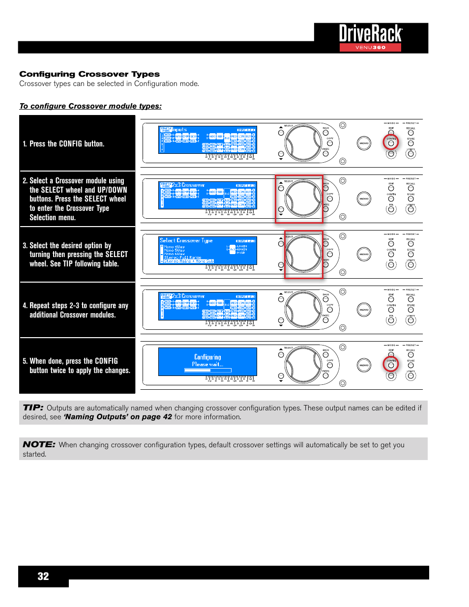 Configuring crossover types | dbx DriveRack VENU360 Loudspeaker Management System User Manual | Page 34 / 127