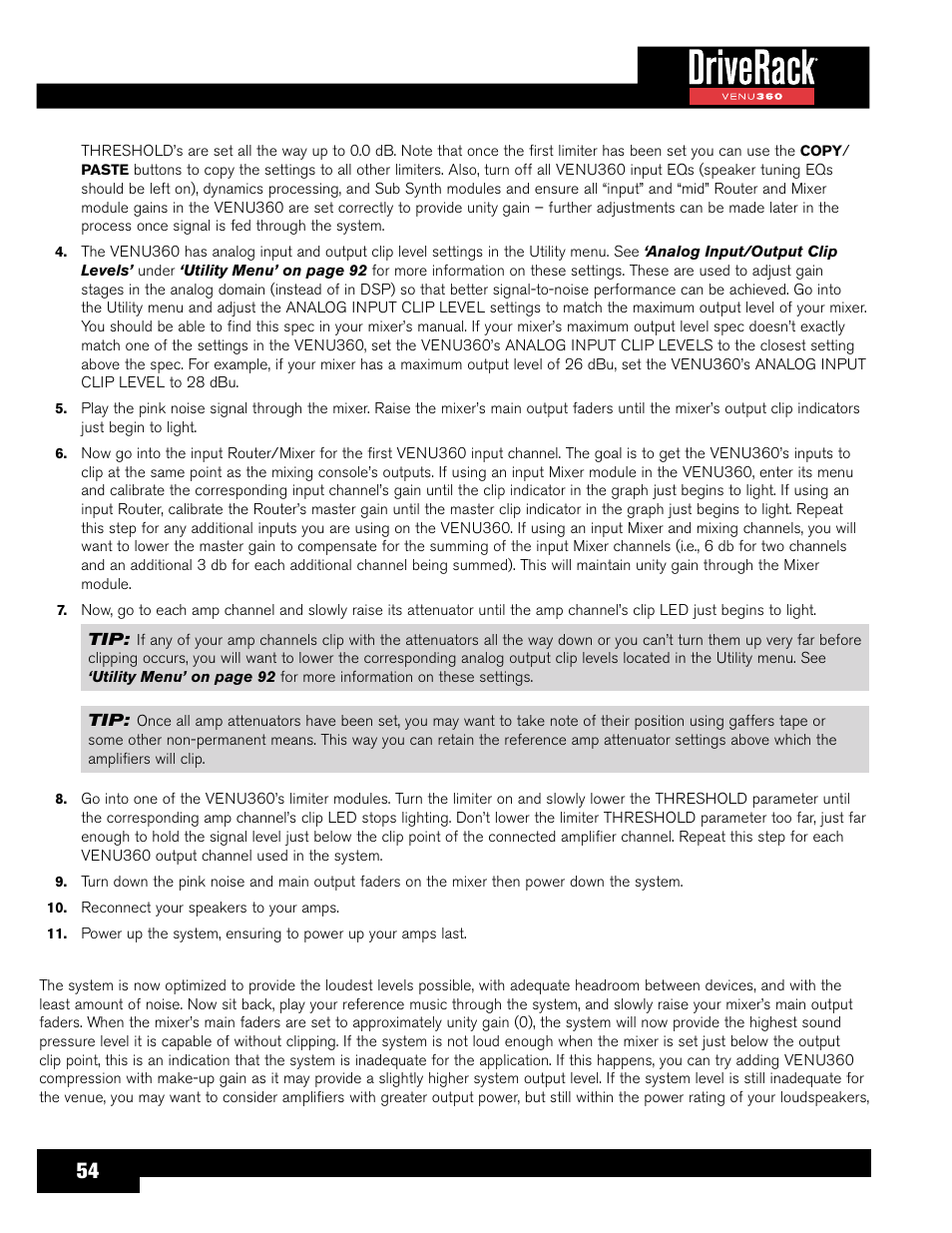 dbx DriveRack VENU360 Loudspeaker Management System User Manual | Page 56 / 127