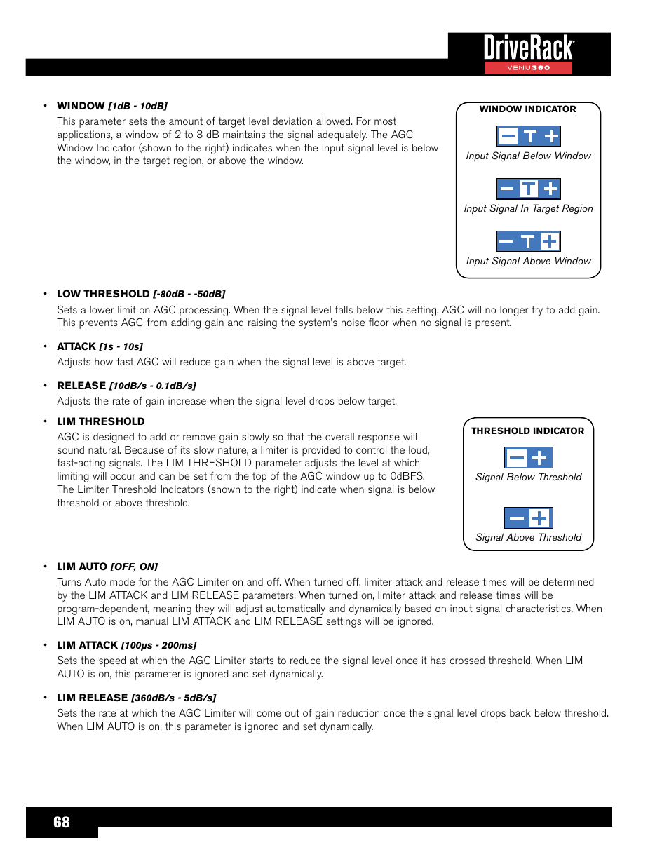 dbx DriveRack VENU360 Loudspeaker Management System User Manual | Page 70 / 127