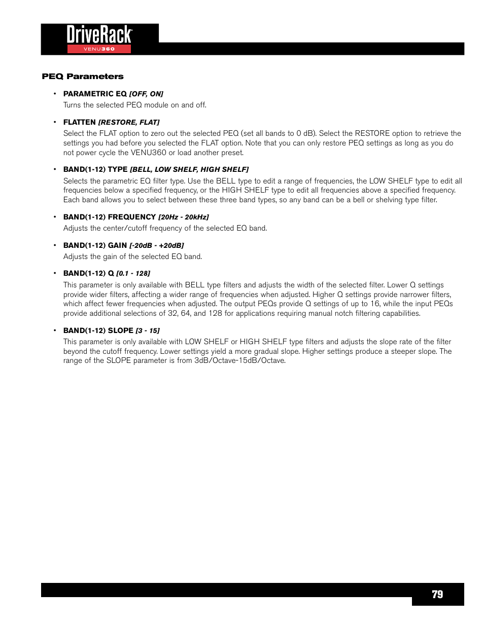 dbx DriveRack VENU360 Loudspeaker Management System User Manual | Page 81 / 127