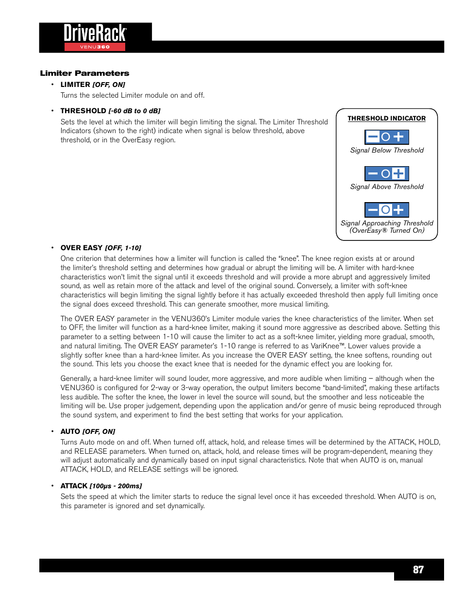Preset 1 1 | dbx DriveRack VENU360 Loudspeaker Management System User Manual | Page 89 / 127
