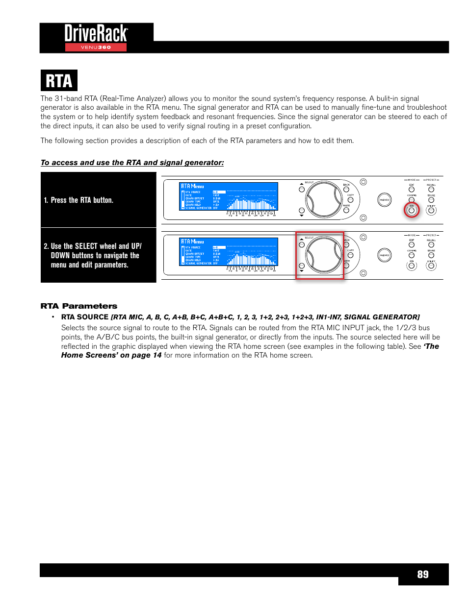 For more information on the rt | dbx DriveRack VENU360 Loudspeaker Management System User Manual | Page 91 / 127