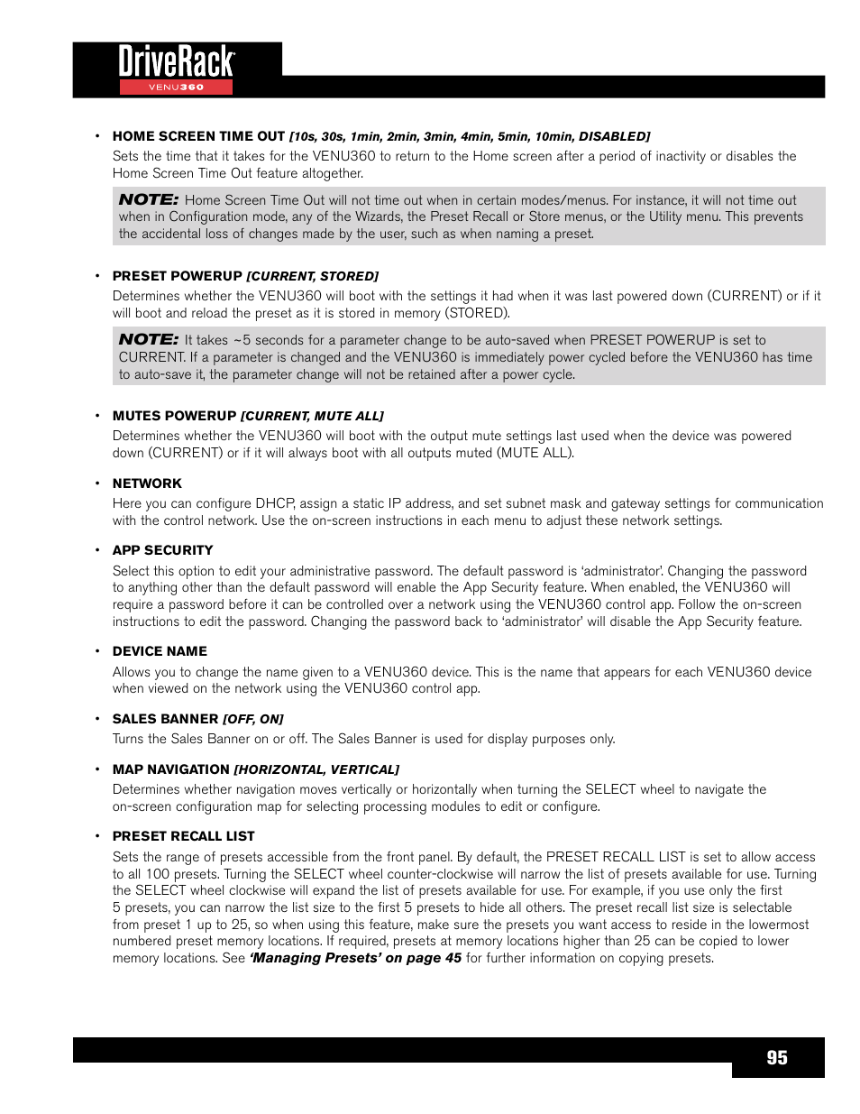 dbx DriveRack VENU360 Loudspeaker Management System User Manual | Page 97 / 127