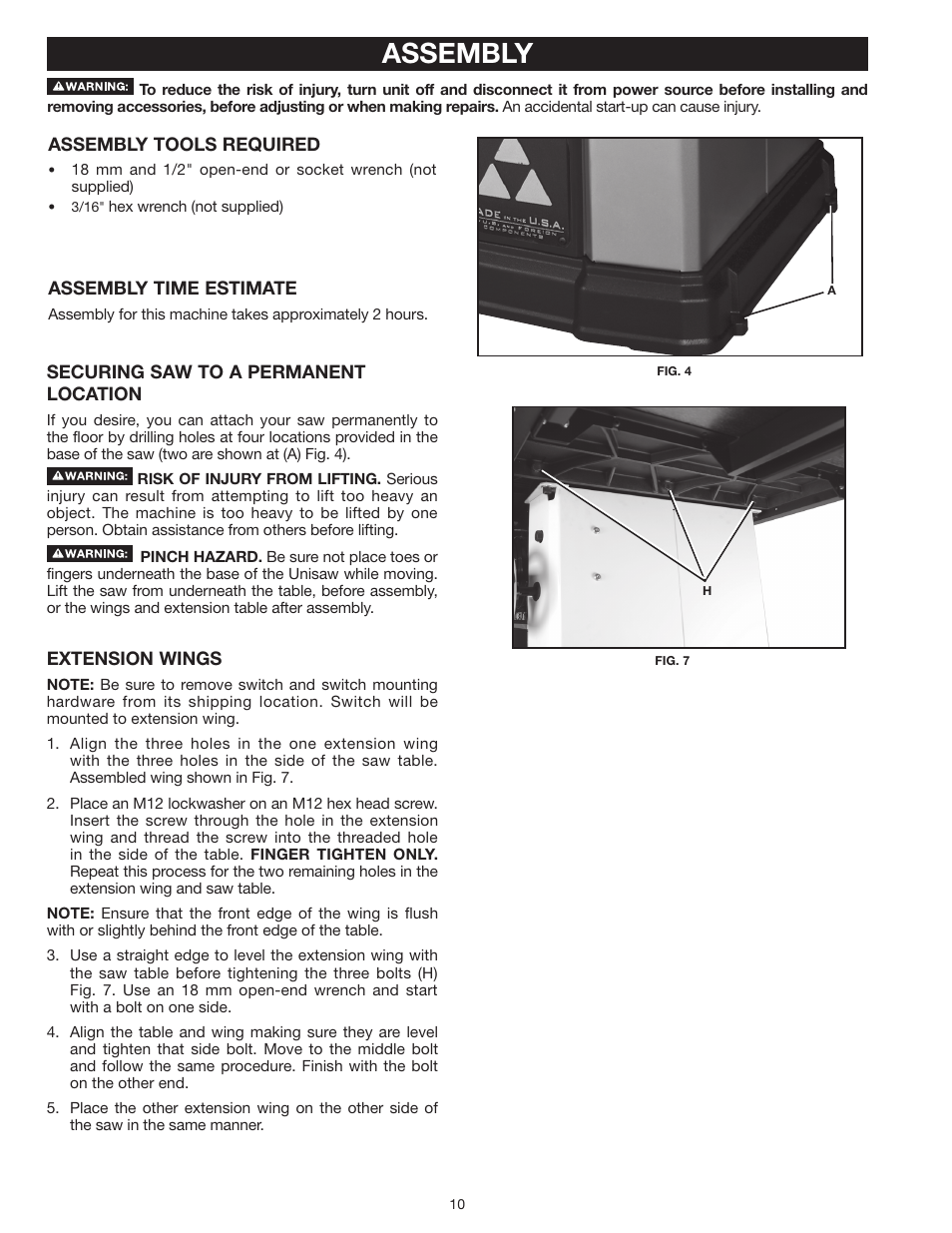 Assembly | Delta UNISAW 36-L352 User Manual | Page 10 / 108