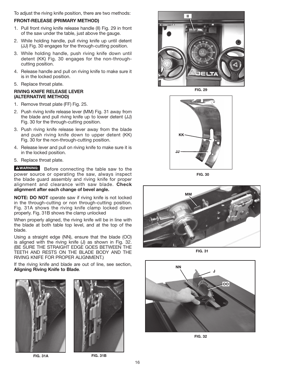 Delta UNISAW 36-L352 User Manual | Page 16 / 108