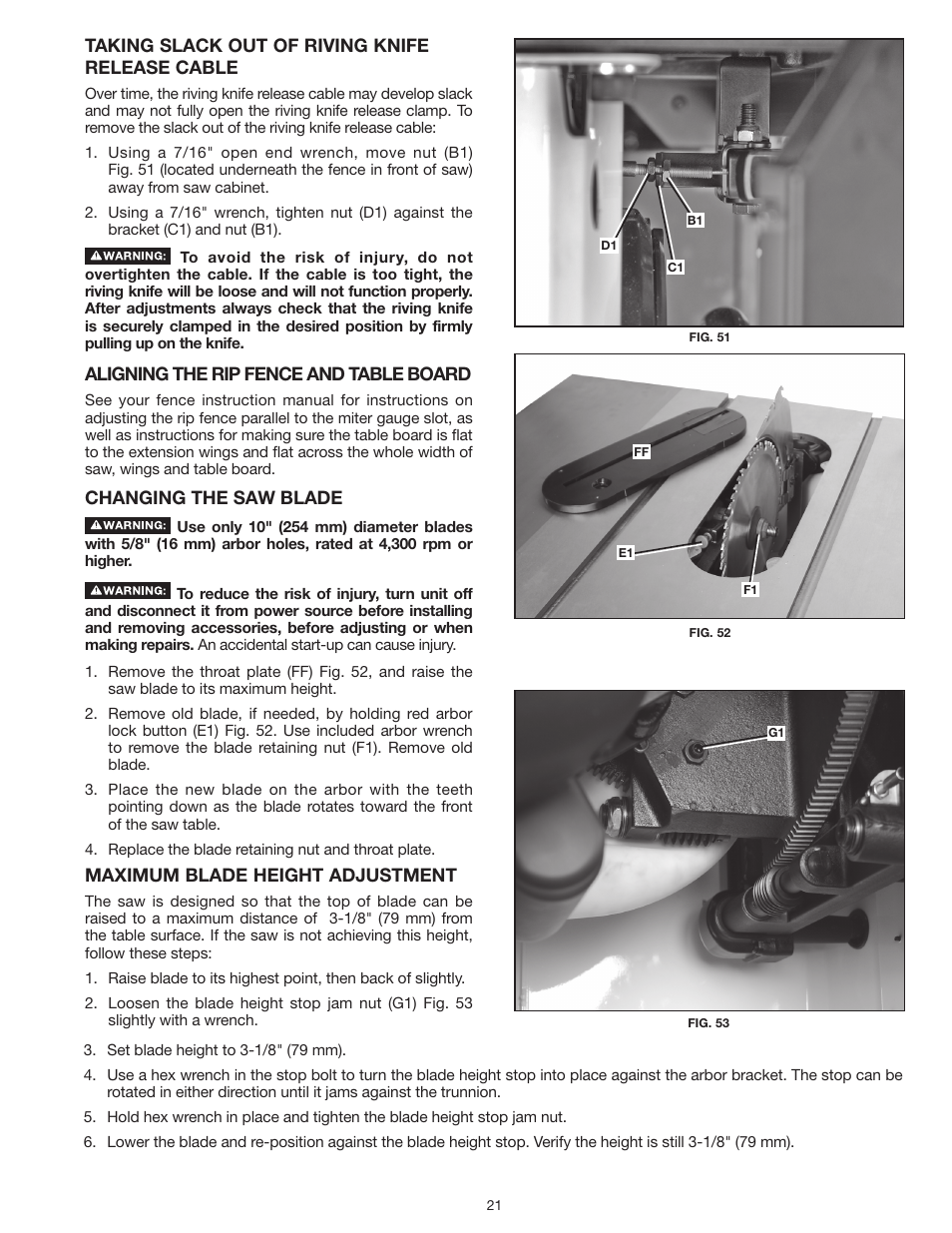 Delta UNISAW 36-L352 User Manual | Page 21 / 108